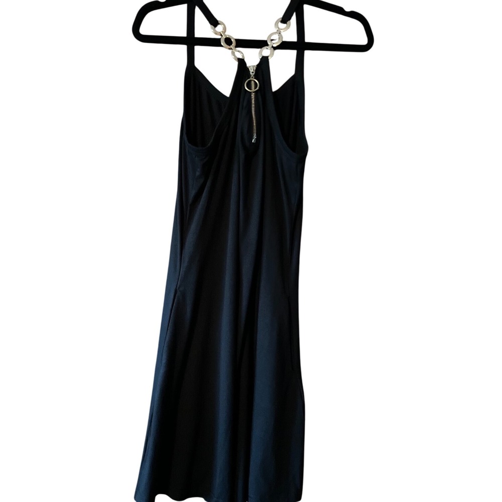 ETCYY Black Sleeveless Midi Dress with Chain‎ Detail - Women's Size L NWT